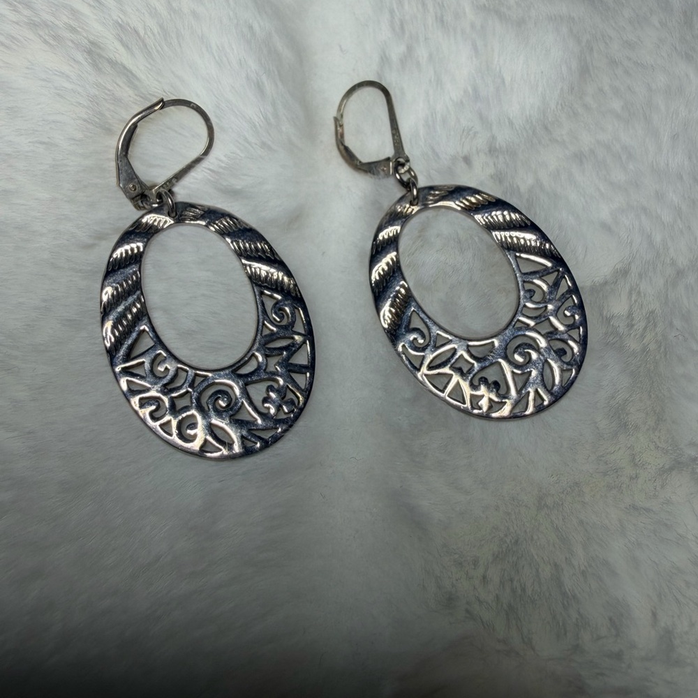 Elegant Silver Oval Earrings